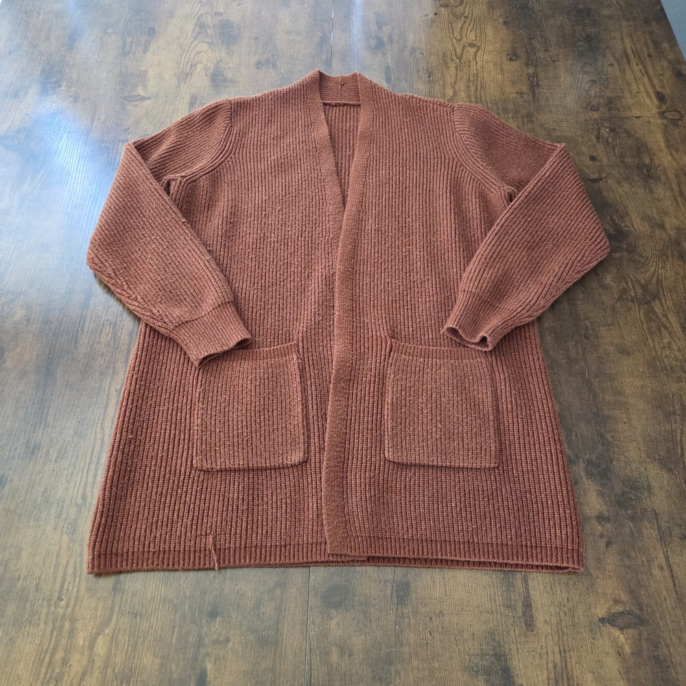 Old Navy Womens Brown Ribbed Knit Cardigan Open Front Long Size Large